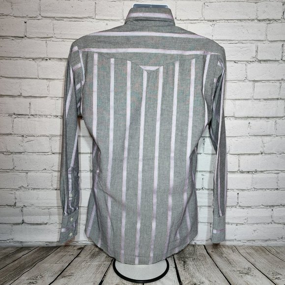Vintage Panhandle Slim Rockabilly Western Gray Button-Down Shirt 15 1/2 X 34 - Picture 2 of 4